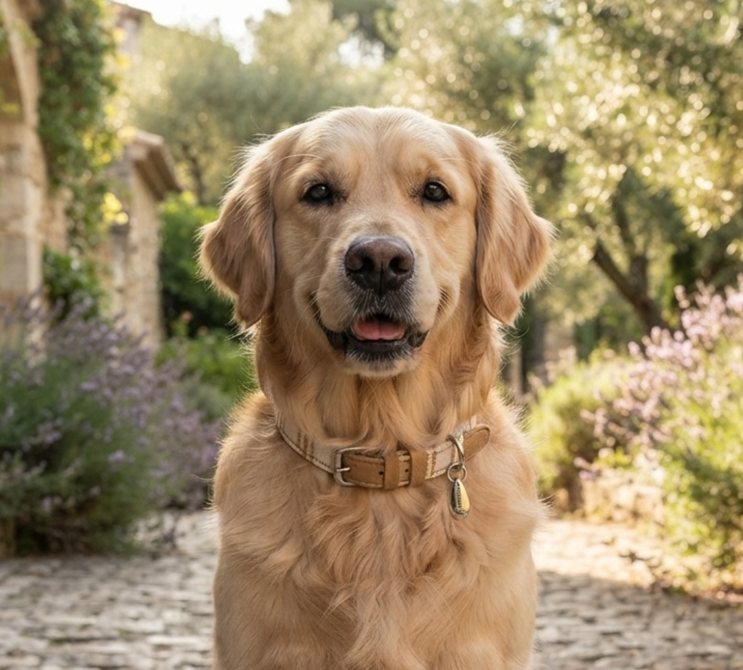 CrazyDogPaul Luxus Hundehalsband PORTOFINO – Mediterraner Vintage-Chic