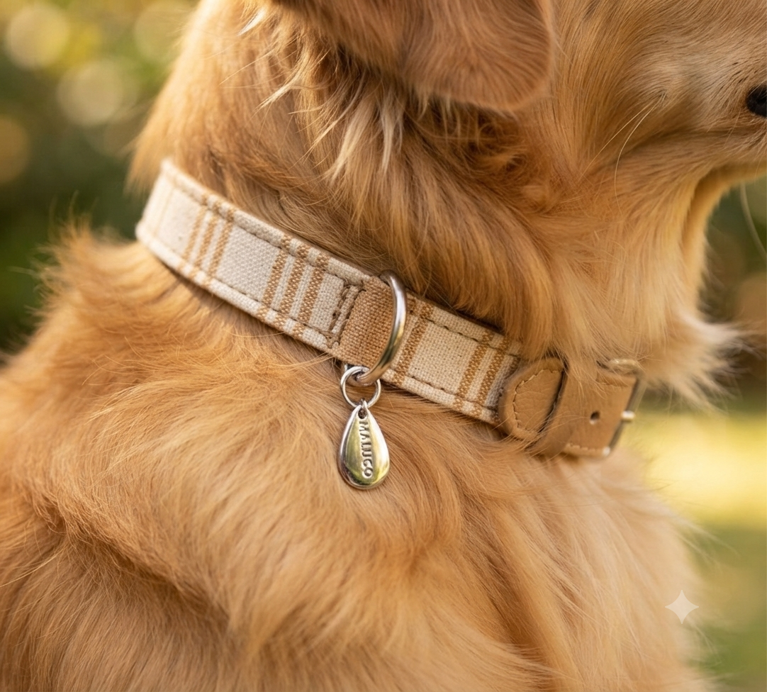 CrazyDogPaul Luxus Hundehalsband PORTOFINO – Mediterraner Vintage-Chic
